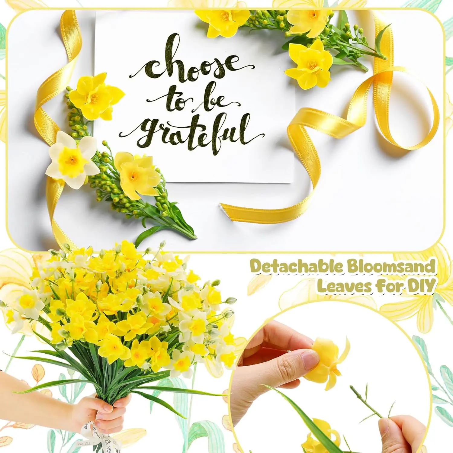 Künstliche Blumen Narzisse Seiden-Brautstrauß Hochzeitskranz Outdoor Garten Festival Heim Zimmer Vase Tisch DIY Geschenkbox Dekoration – Detail 2