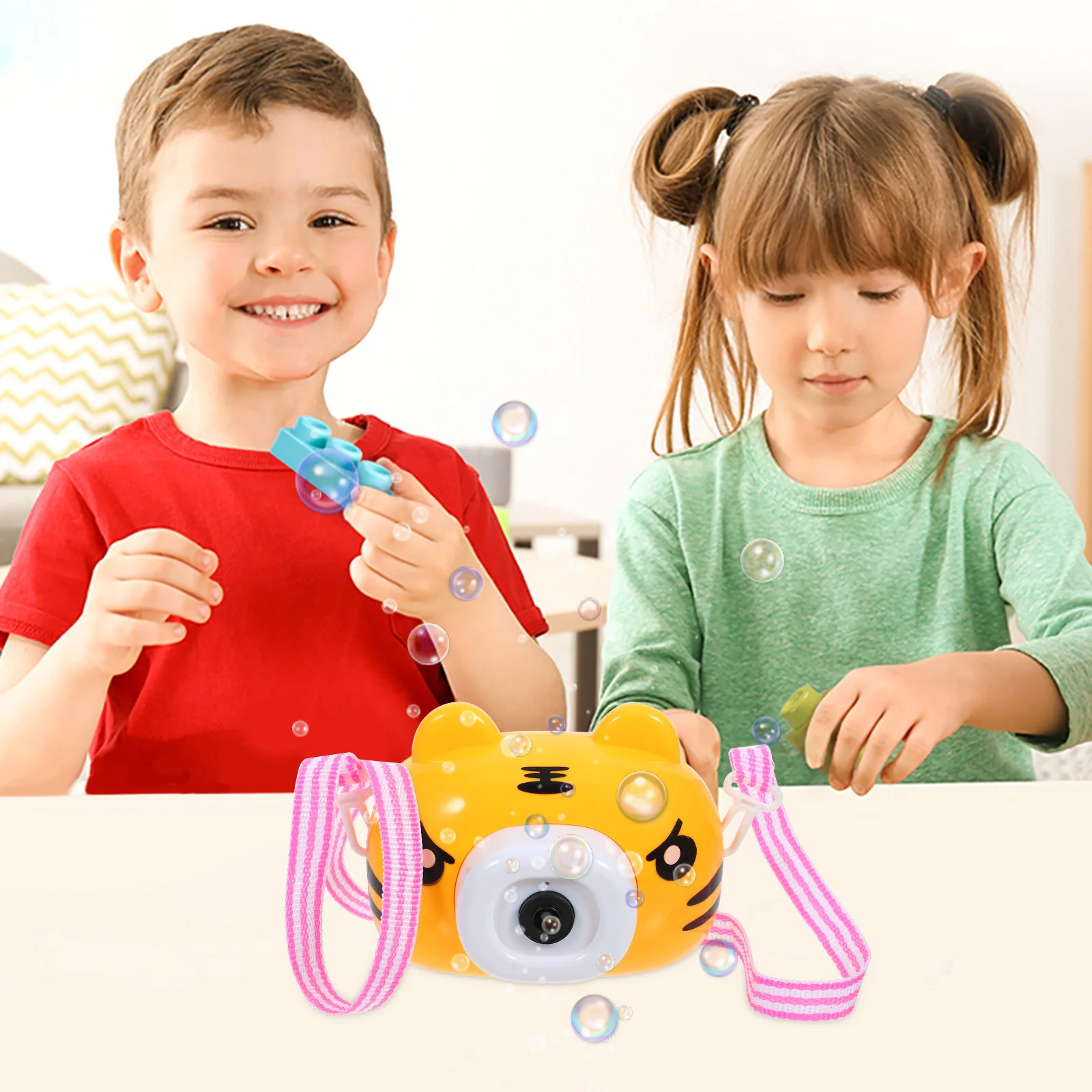 صانع الفقاعات الكهربائية كاميرا ضوء الموسيقى فقاعات مستمرة للأطفال هدية حفلة منفاخ تلقائي بدون سائل