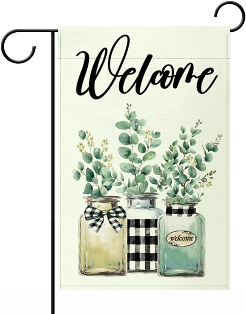 Welcome Garden Flag Flag 12x18 Inch Double Sided Outside, Eucalyptus vine Bottle Porch Yard Patio Garden Entryway Decoration EEZ