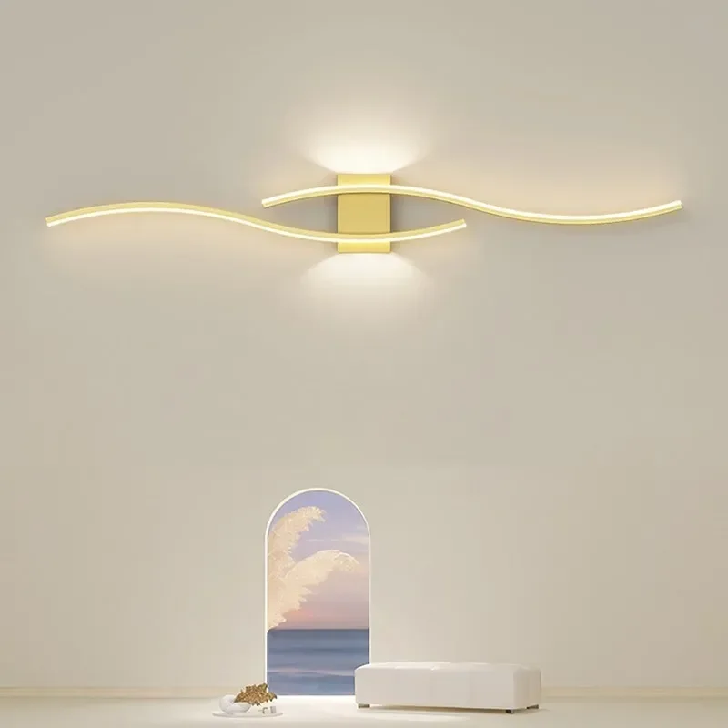 Applique murale LED longue bande moderne, lampe de chevet, fond TV, éclairage intérieur décoratif pour chambre à coucher, salon, luminaire domestique