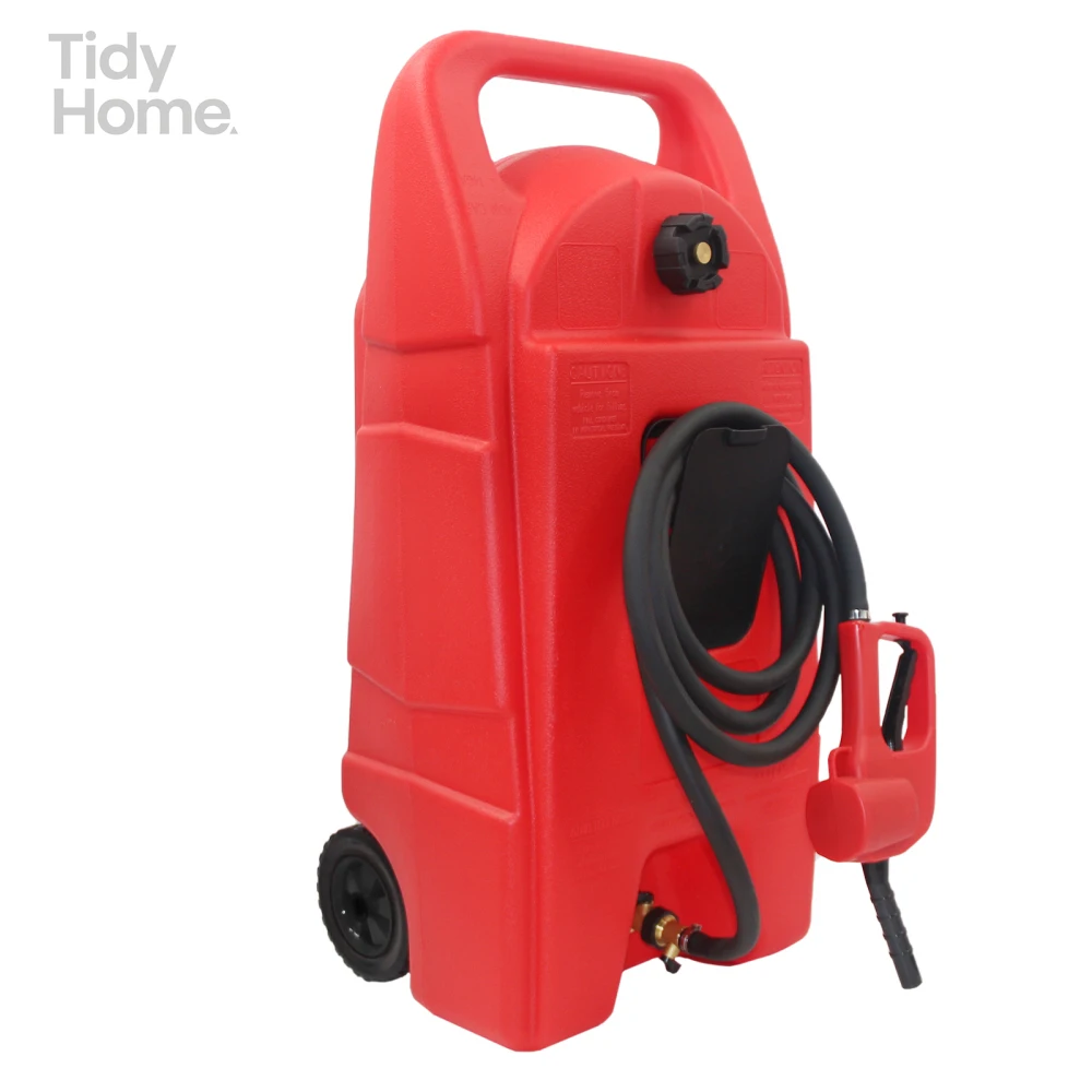 

Gas Caddy With Wheels,2 brass shut off,Fuel Storage Tank For Automobiles ATV Car Mowers Tractors Boat Motorcycle,Red colour