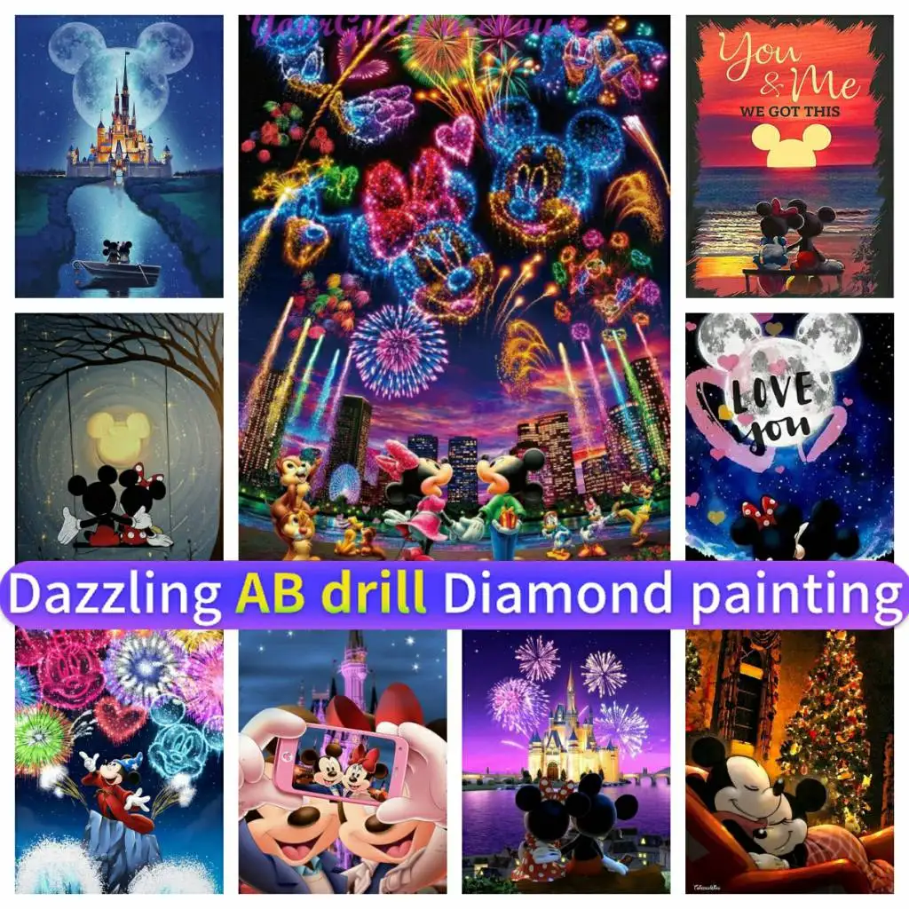 

Minnie Mickey Disney Classic Cute Cartoon 5D Mosaic DIY AB Diamond Painting Art Embroidery Handmade Rhinestones Full Drill Round