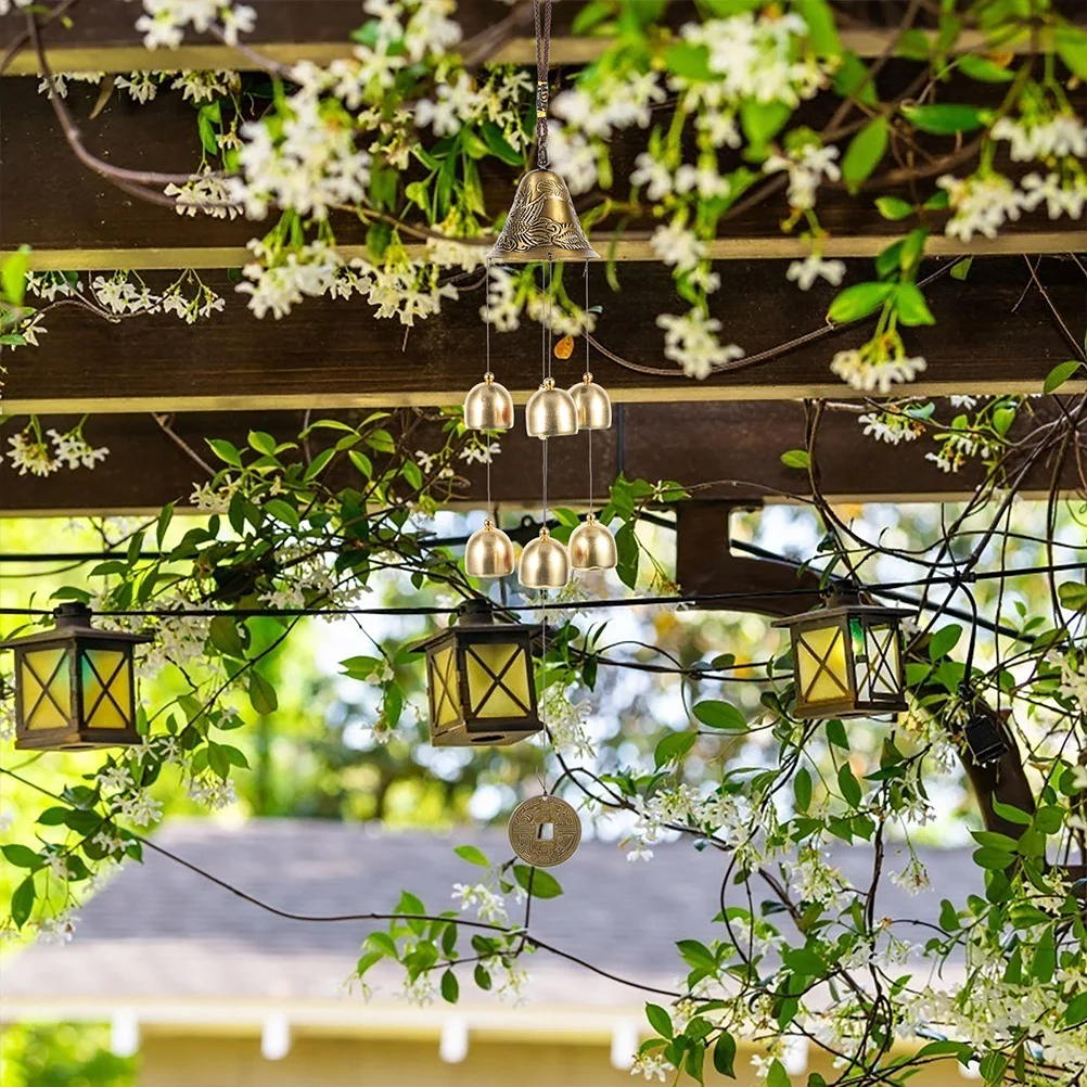 2-teiliges Feng Shui-Windspiel, Glockenspiel für Zuhause, Glocken, zum Aufhängen, Legierung, Dekor, Glück, Metall, Chinesisch