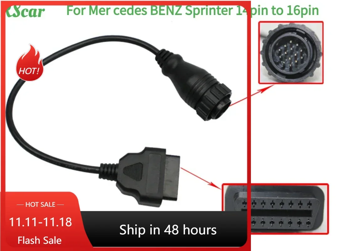 

Новинка, высококачественный 16-контактный адаптер для Mercedes BENZ Sprinter с 14 на 16 на 14 на Obd2 Obd Ii Obd 2