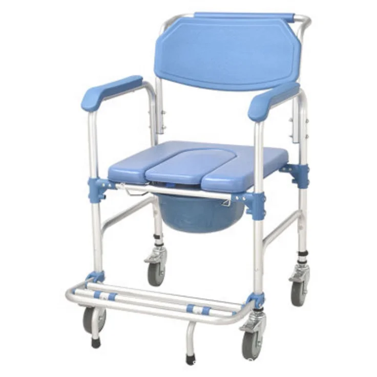 Adult Healthcare Supply Toilet Transfer Bedside Commode Shower  Chair With Wheels for Elderly and Disabled Medical Supplies