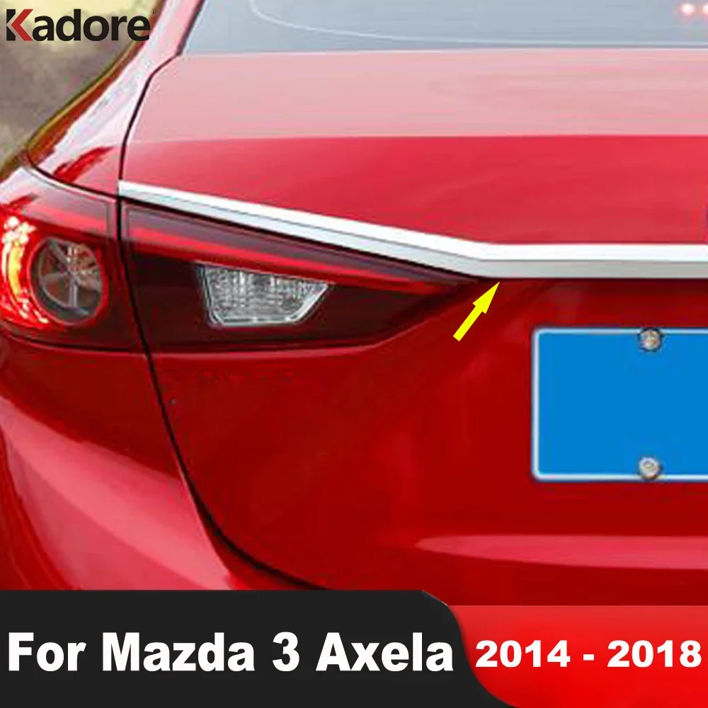 

Накладки на крышку багажника для Mazda 3 Axela Sedan 2014 2015 2016 2017 2018, хромированные автомобильные аксессуары, полоса для формования губ на заднюю дверь
