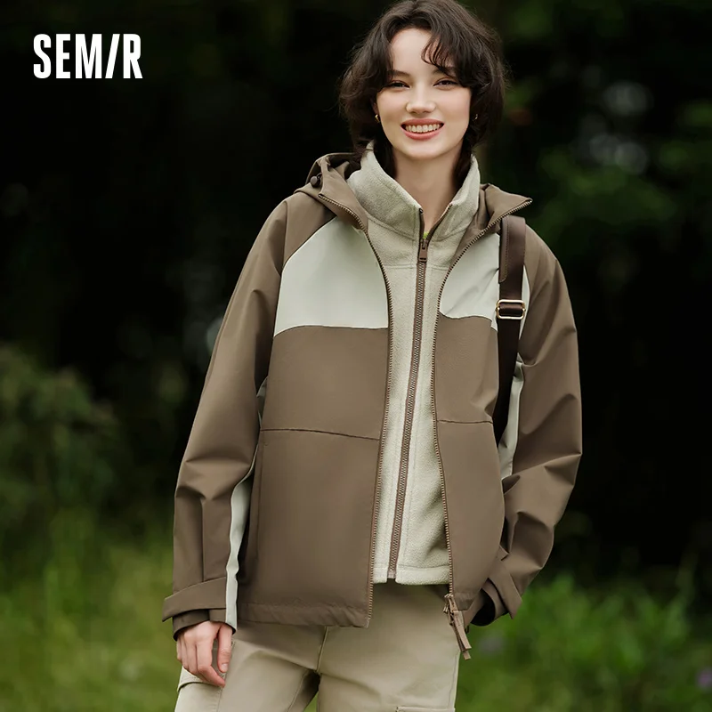 

Semir Coat Women Rainproof Moisture Permeable Windproof Stain-Resistant Abrasion-Resistant Anti-Static Autumn Two-Piece Jacket