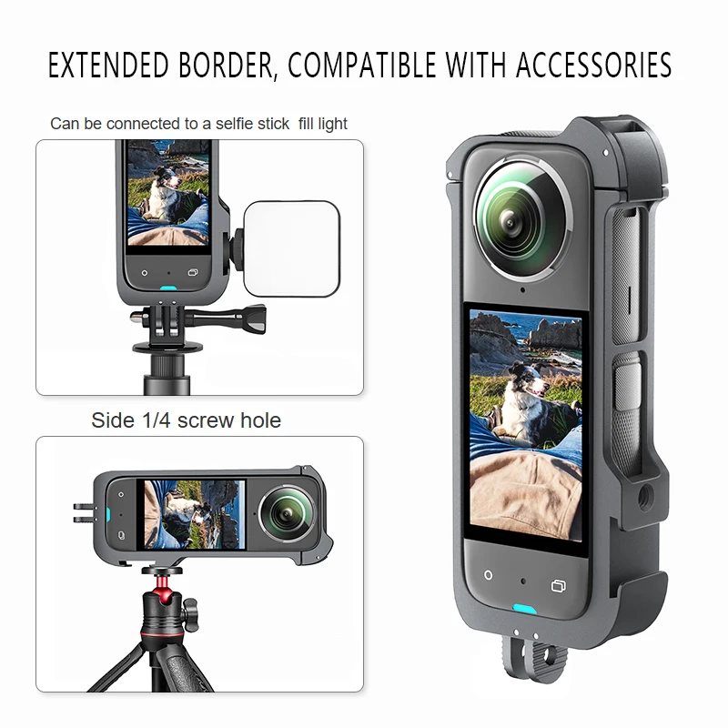 For Insta 360 X4 Accessories Aluminum Frame Shell Cage Case Alloy Protector Bracket Adapter Extra Coldshoe For Insta360 X4