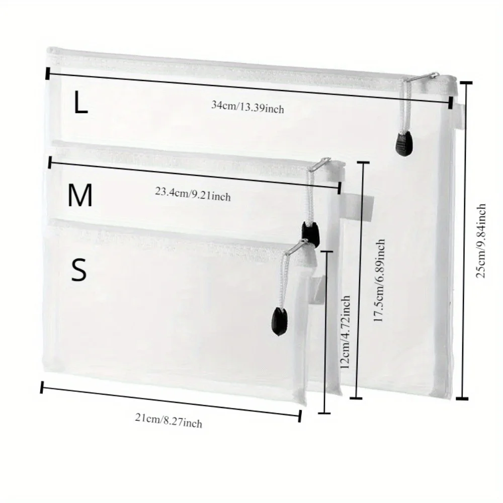 مجموعة أكياس شبكية مكونة من 6 قطع (A4/A5/A6): أكياس شفافة من مادة البولي أميد مع منظم أقلام. للمدرسة/المكتب/السفر #3