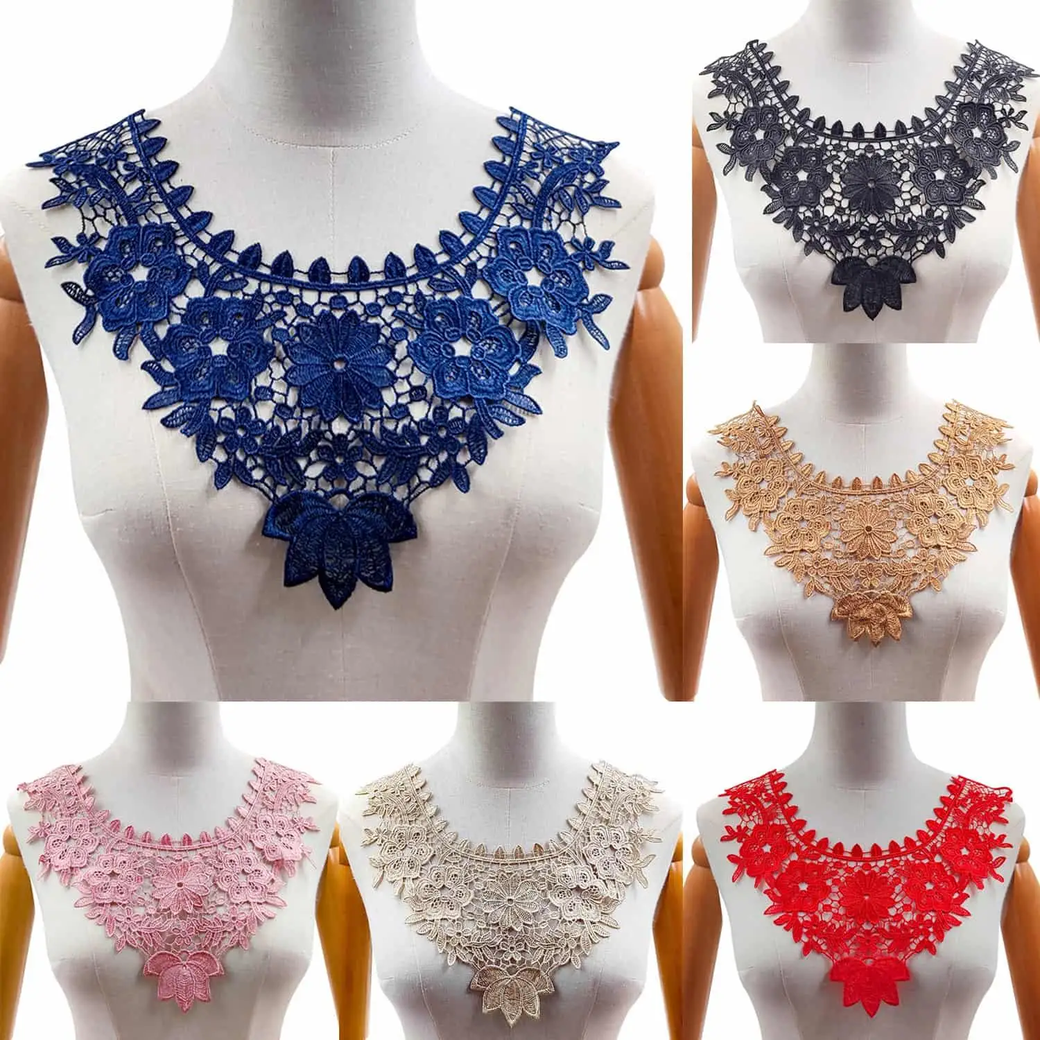 

Fake Collar Hollow Lace Embroidered False Collar Neckline Sewing Collars T-shirt Corsage Costume Decoration Accessories