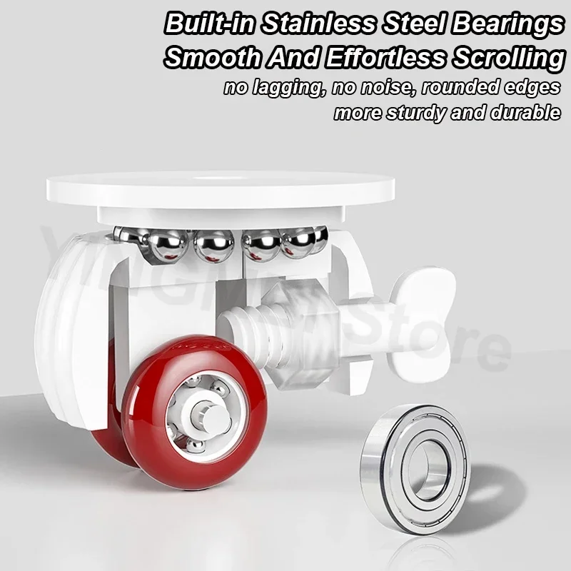 360 ° الأثاث الدوار بكرة صامتة مع الفرامل ذاتية اللصق عجلات دوارة عالمية من الفولاذ المقاوم للصدأ الملحقات المنزلية #4