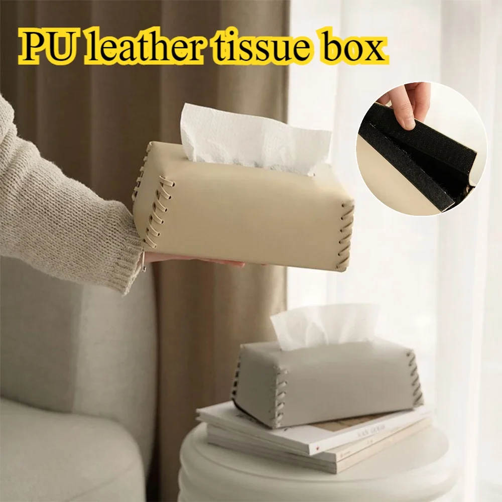 

1PC Tissue Box Living Room Light Luxury Style Upscale Design Sense Coffee Table Waterproof Sweat Leather Drawer Boxes Decoration