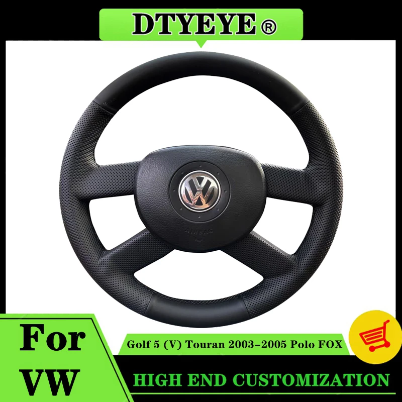 Car Steering Wheel Cover For Volkswagen VW Golf 5 (V) Touran 2003-2005 Polo FOX Customized DIY Original Steering Wheel Braid