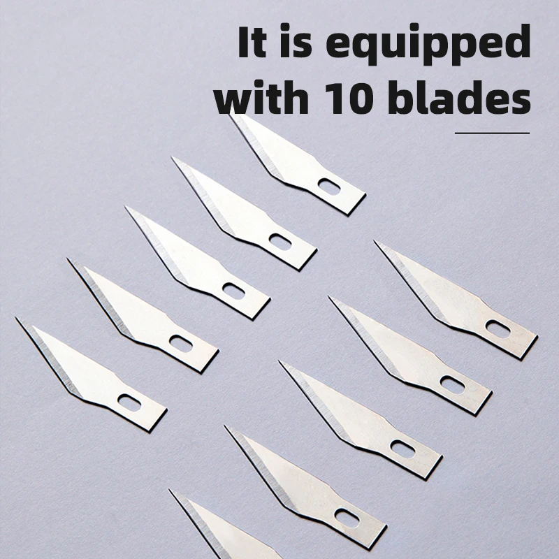 DELI Black Engraving Craft knives + 10pcs Blades Non-Slip Metal Scalpel Knife Tools Kit Cutter DIY Repair Hand Tools