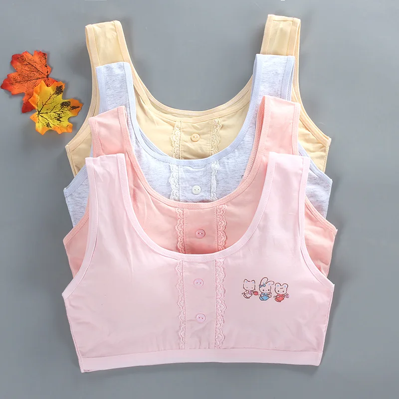 Girl Vest Cotton Spandex Big Girl's Sport 8-15 Years Adolescente Kids Underwear Letter Racerback Training Teen Bra image 2