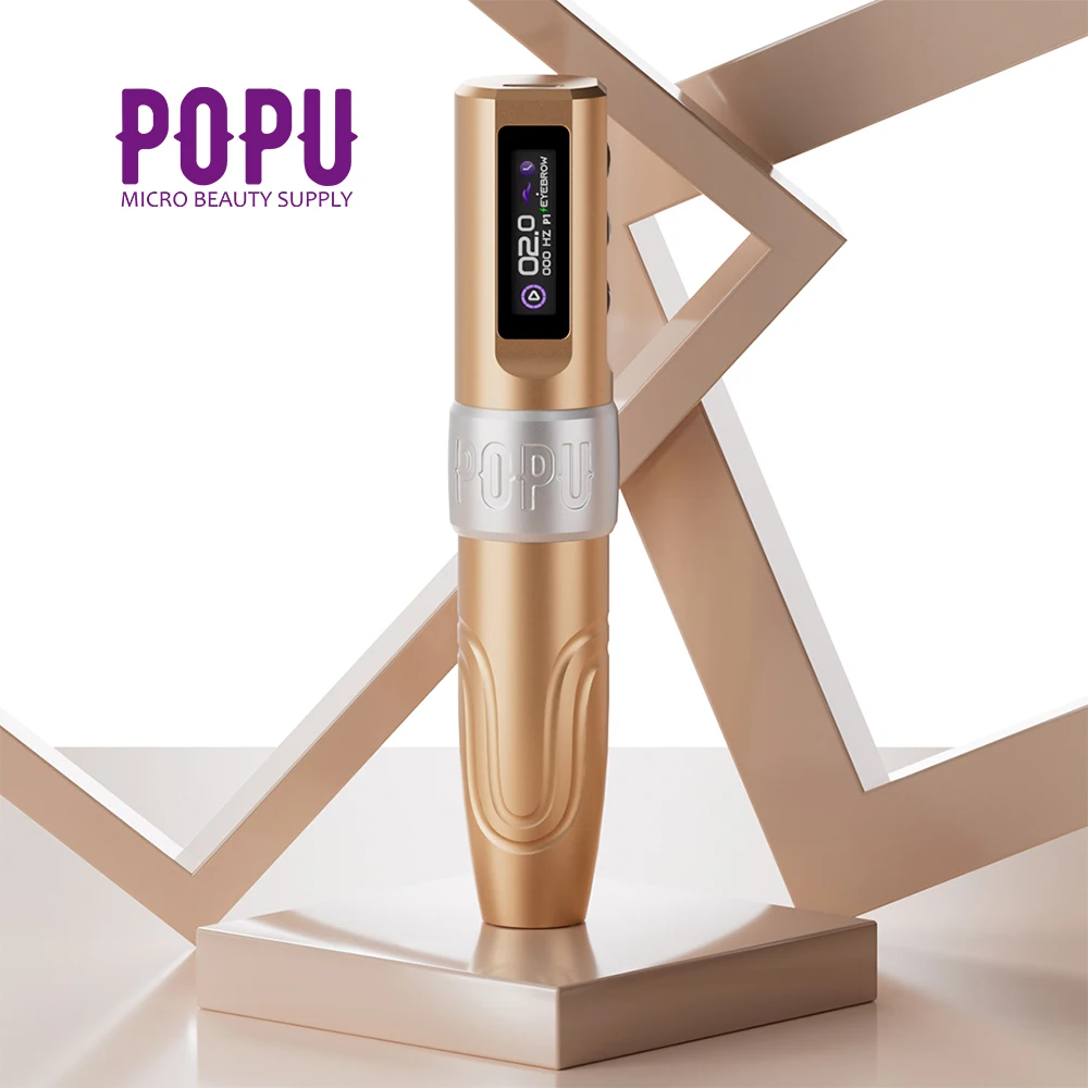 2024 POPU Gold Mini Diva Voltage 2V Kick-Start&Dot Mode Machine Smp PMU Permanent Makeup  Wireless Tattoo Machine