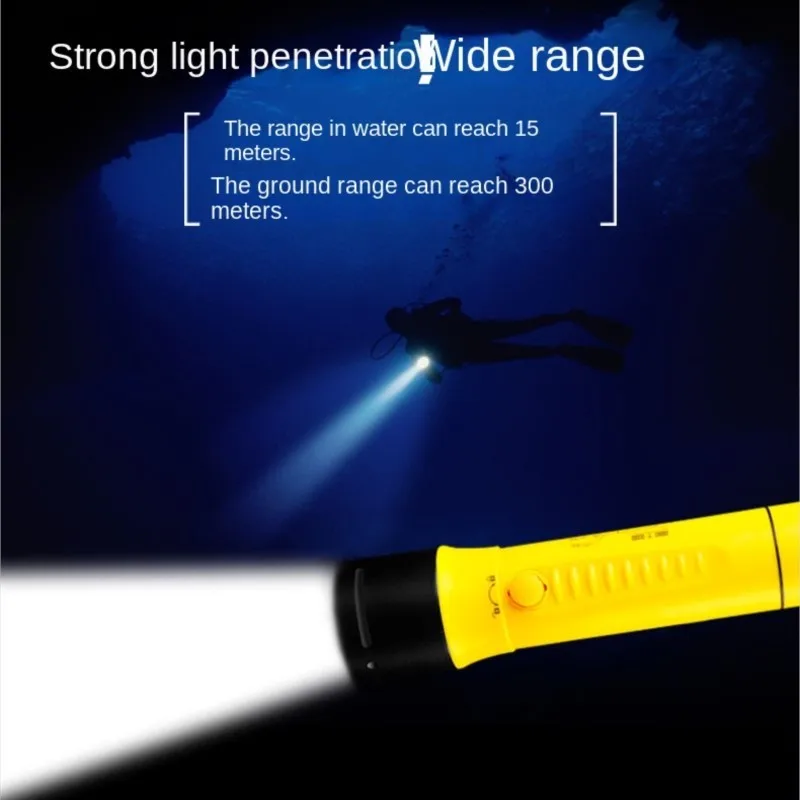 ZK30 Diving Flashlight Bright Light LED Focus Long Waterproof Night Submersible Fishing Outdoor Underwater Strong Penetrati