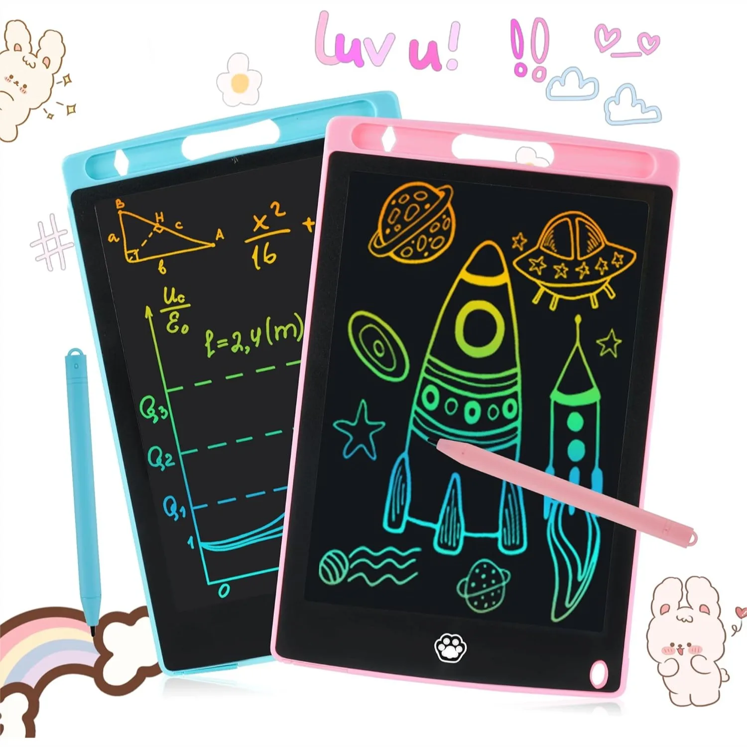 

2 Pack LCD Writing Tablet for Kids, 8.5 Inch Electronic Drawing Board with Stylus, Erasable Doodle Pad for Learning and Fun