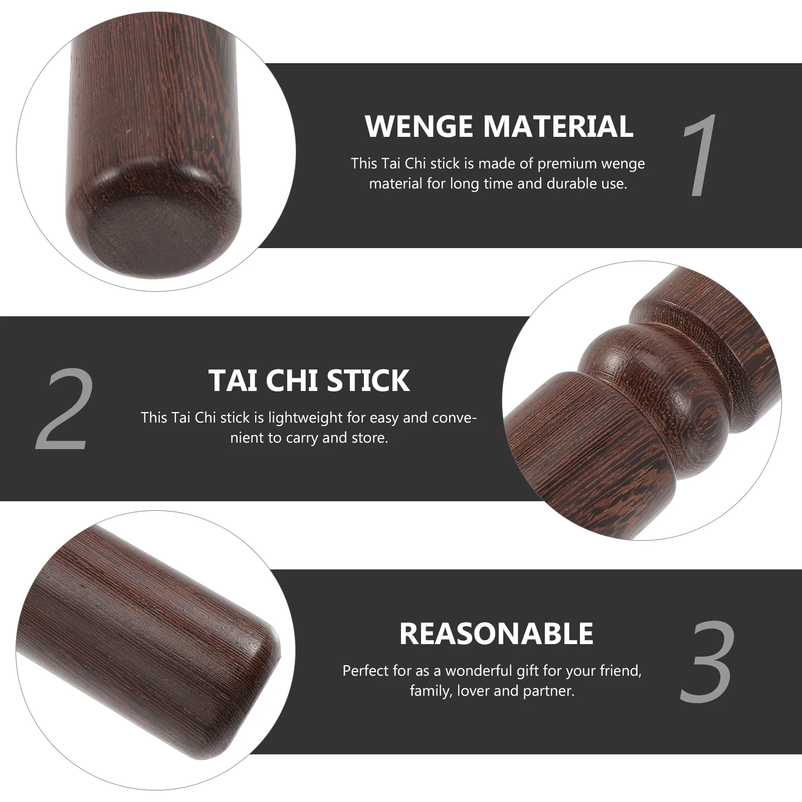 

Tai Chi Stick Sturdy Ruler Adult Daily Use Solid Wood Portable Stretching Training Wear-resistant