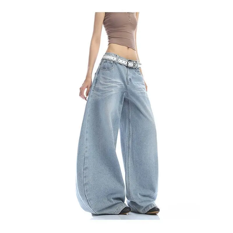 Jean Vintage brodé Harajuku pour femmes, Baggy bleu Y2k, pantalon en Denim pour petit ami des années 2021, Streetwear, vêtements, automne 2000