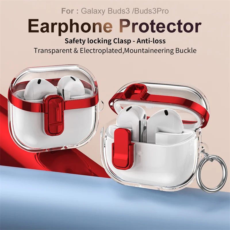 Earphone Case for Samsung Galaxy Buds 3 and 3 Pro Headphone Protective Cover Soft TPU Shockproof Protector Sleeve With Hook