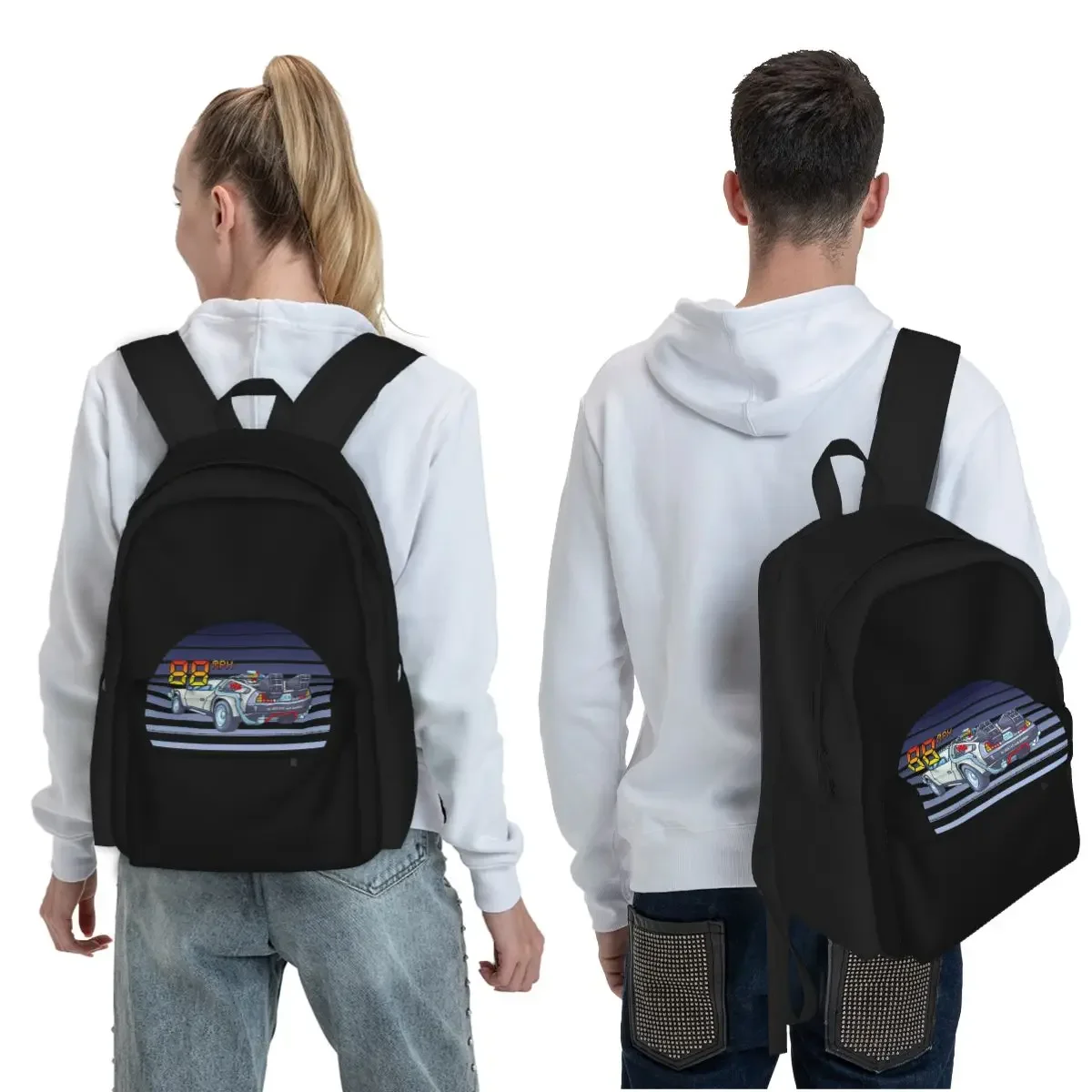 DeLorean Back To The Future Student Backpack School Bag Hiking Travel Daypack for Boys Girls Fashion Bookbag Shoulder Bags