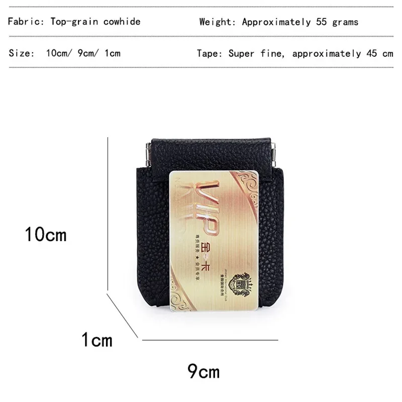 Cartera corta de cuero genuino para mujer, nuevo patrón de lichi, Clip para dinero de Color sólido, gran capacidad con correa para collar, tarjetero, 2025