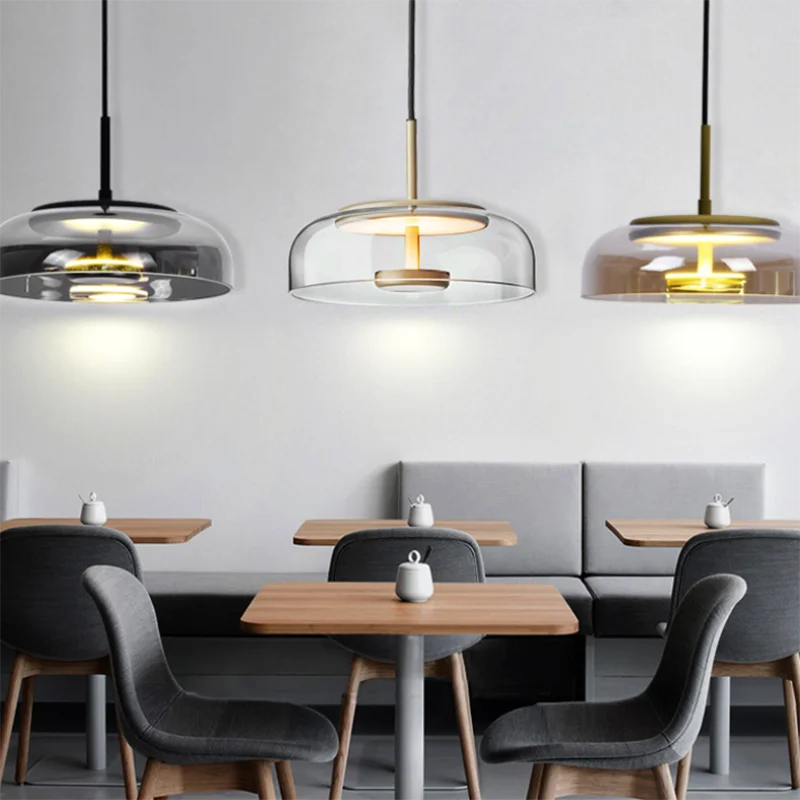 Nordic simples restaurante single-head lustre quarto luz de cabeceira personalidade criativa barra candeeiro de mesa luminária de vidro