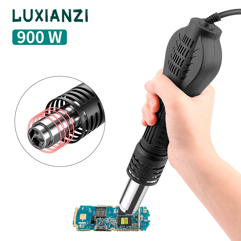 LUXIANZI 900W Hot Air Gun Desoldering Handle Heat Gun For 8589D+ 898D Rework Soldering Station BGA PCB IC Welding Repair Tool