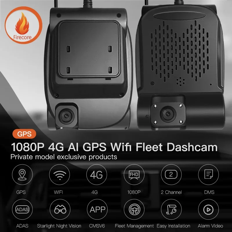 

In stock Firecore HN-8901-2 Car Front Camera Recorder HD 1080P Night Vision AI Dash Cam ADAS DMS 4G WiFi Car Black Box with Gps