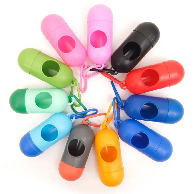 Portable Green Pet Poop Bag Dispenser - Convenient for Dog Walks  | 1Pc Capsule Dog Poop Bags Dispenser for Easy Cleanup