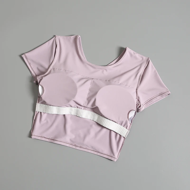 Fitness short-sleeved women slim sexy beautiful back tight fast dry spring and summer professional morning jogging exercise