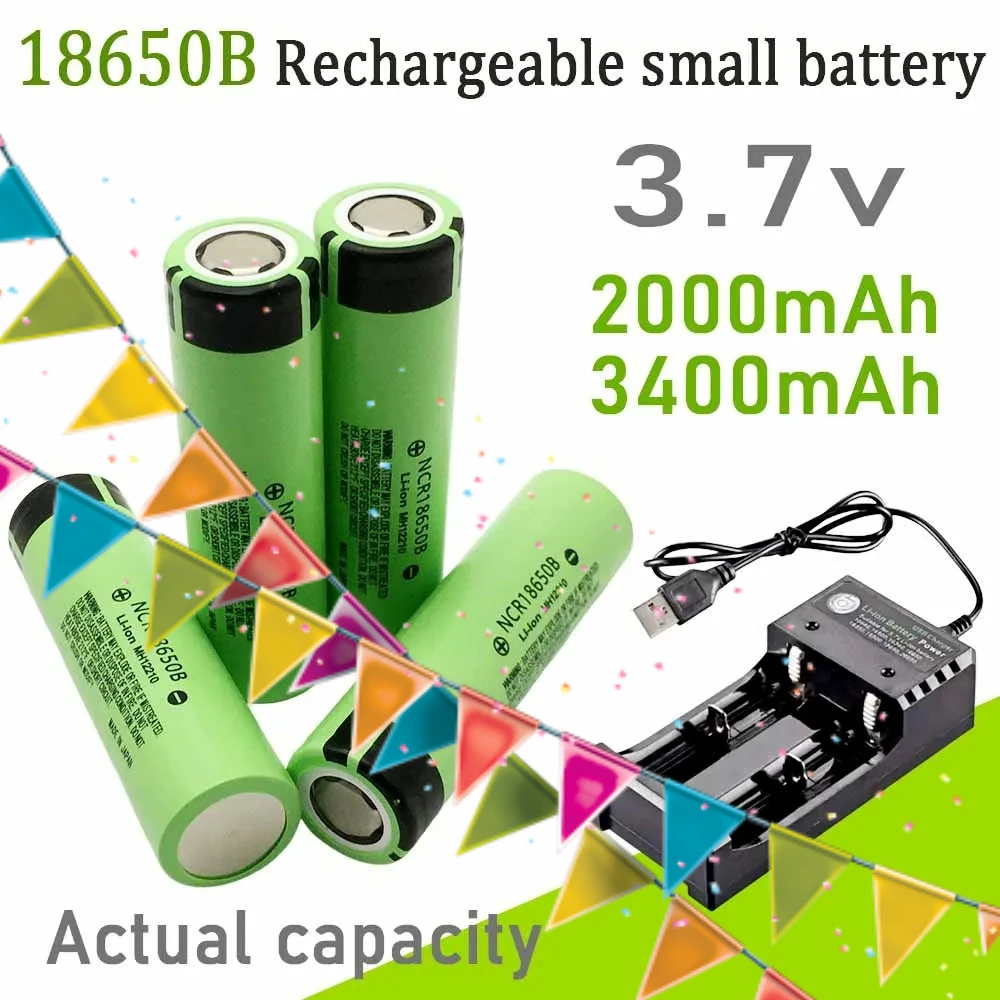 

Rechargeable 3.7V NCR18650B Battery 2000/3400mAh Li-ion Battery With USB Charger For Toys & Tools