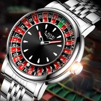 Reloj LIGE a la moda para hombre, esfera giratoria, ruleta de Las Vegas, reloj temático de escritorio, reloj luminoso resistente al agua para hombre, reloj creativo