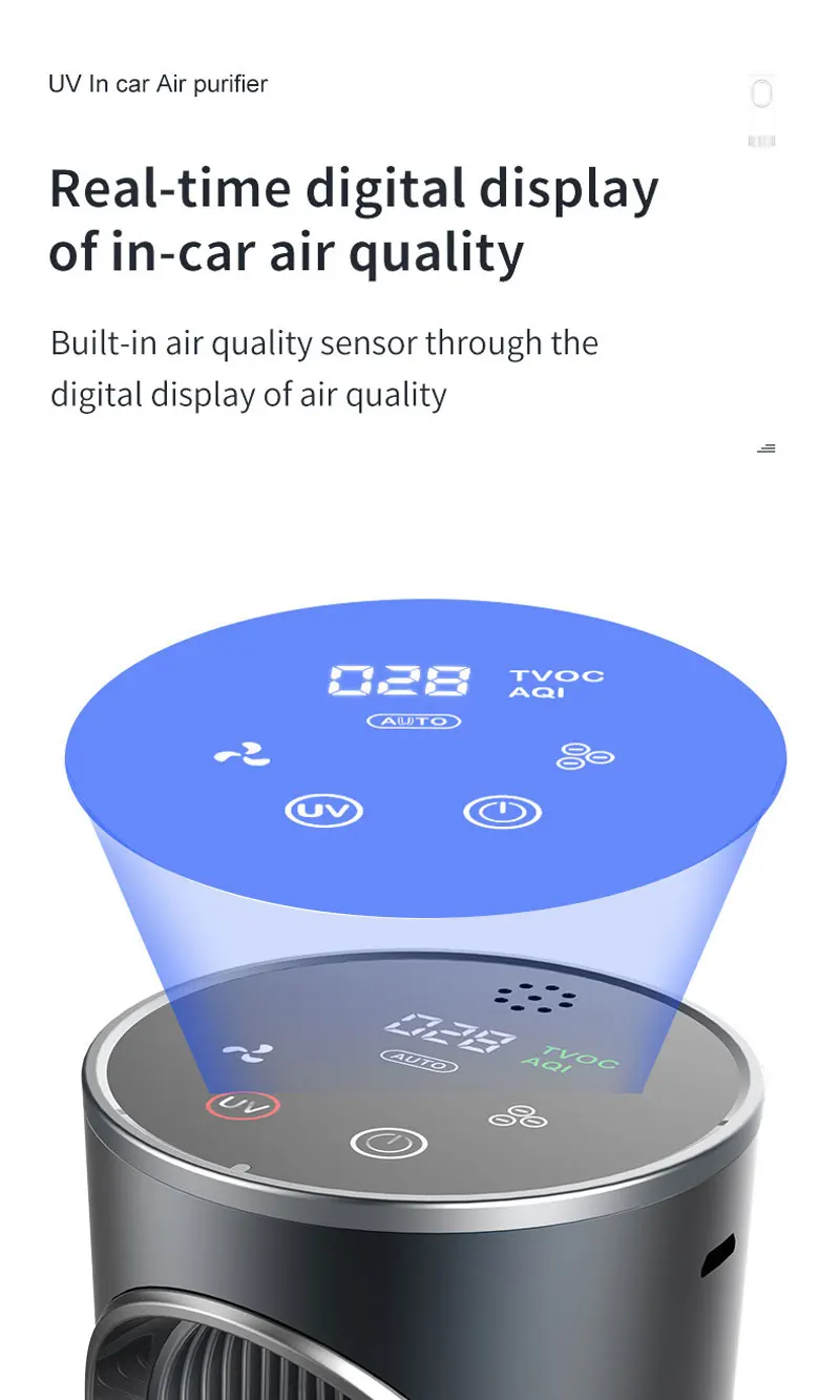 UVC Air Purifier Negative ions Ozonizer Portable Air Disinfectant Car Interior Cleaner  Deodorant for Cars Vehicle Sterilizer