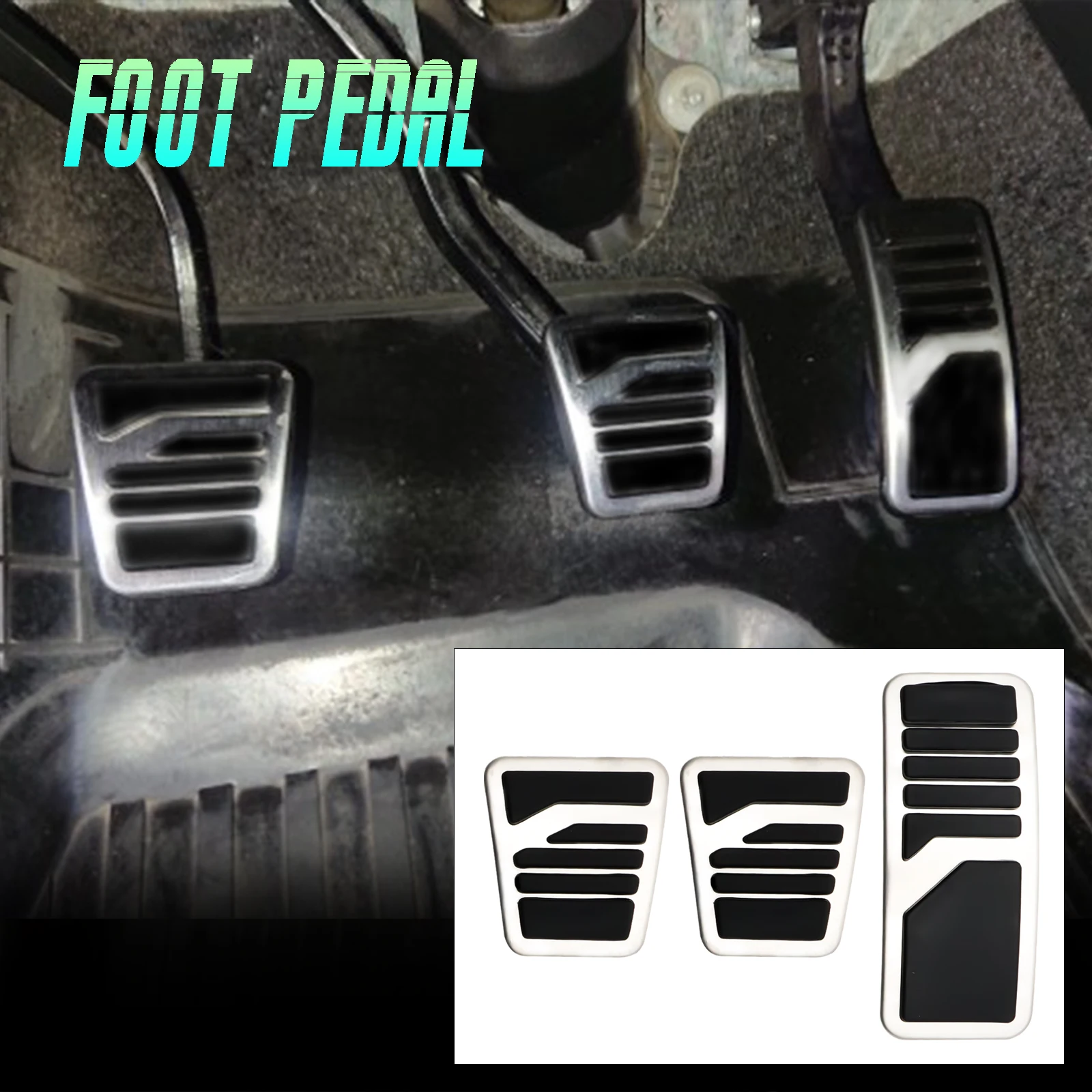 MT AT Car Gas Clutch Brake Pedal Cover Kit For Mitsubishi Pajero 3 Outlander Lancer X Eclipse Cross Rubber Stainless Nonslip Pad