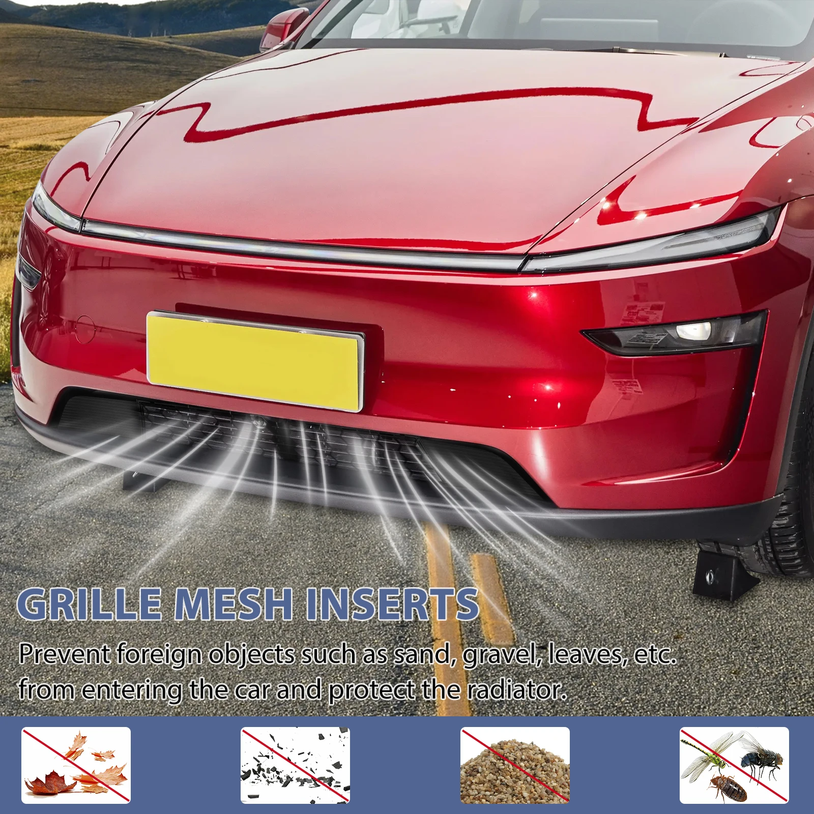 Für Tesla Modell Y Juniper Frontschürze Grill Mesh 2025, Lufteinlass Vent Grille Abdeckung Auto Zubehör