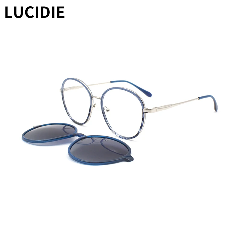 LUCIDIE Classic Aviator Clip on Polarized Sunglasses Women's Trendy Glasses Men's Elegant Brand Designer Magnetic Eyewear H5003