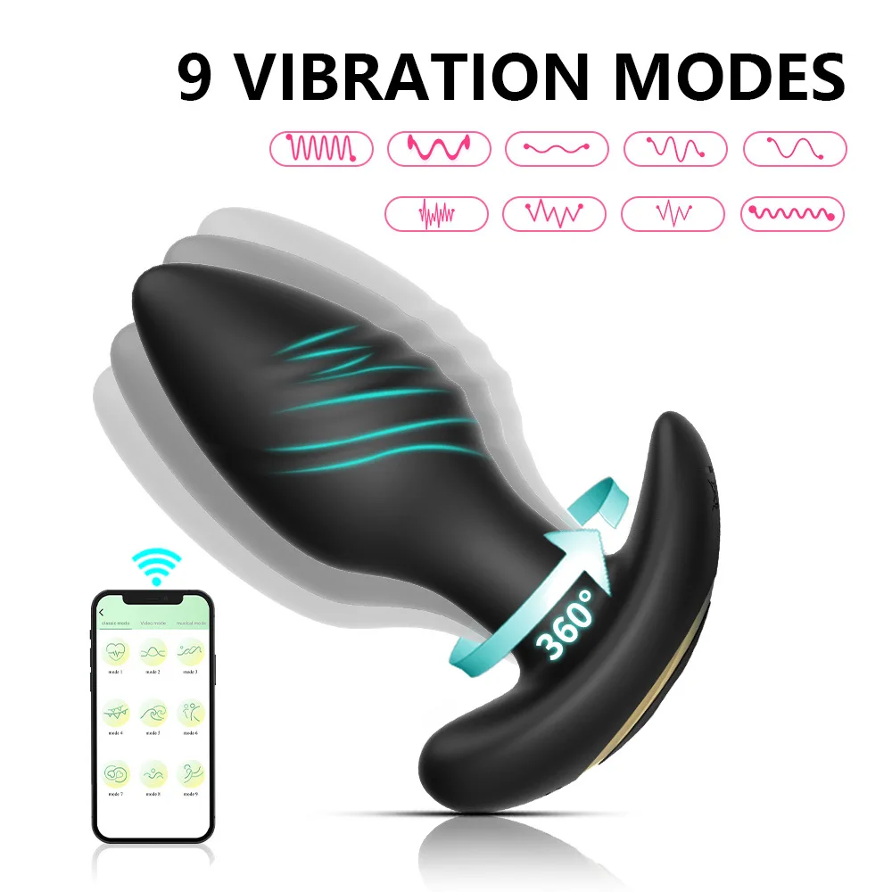 

Penetration Anal Plug Wireless APP Remote Control Threaded Anal Plug 360 Rotation Twist Vibration Anchor Type Silicone Backyard