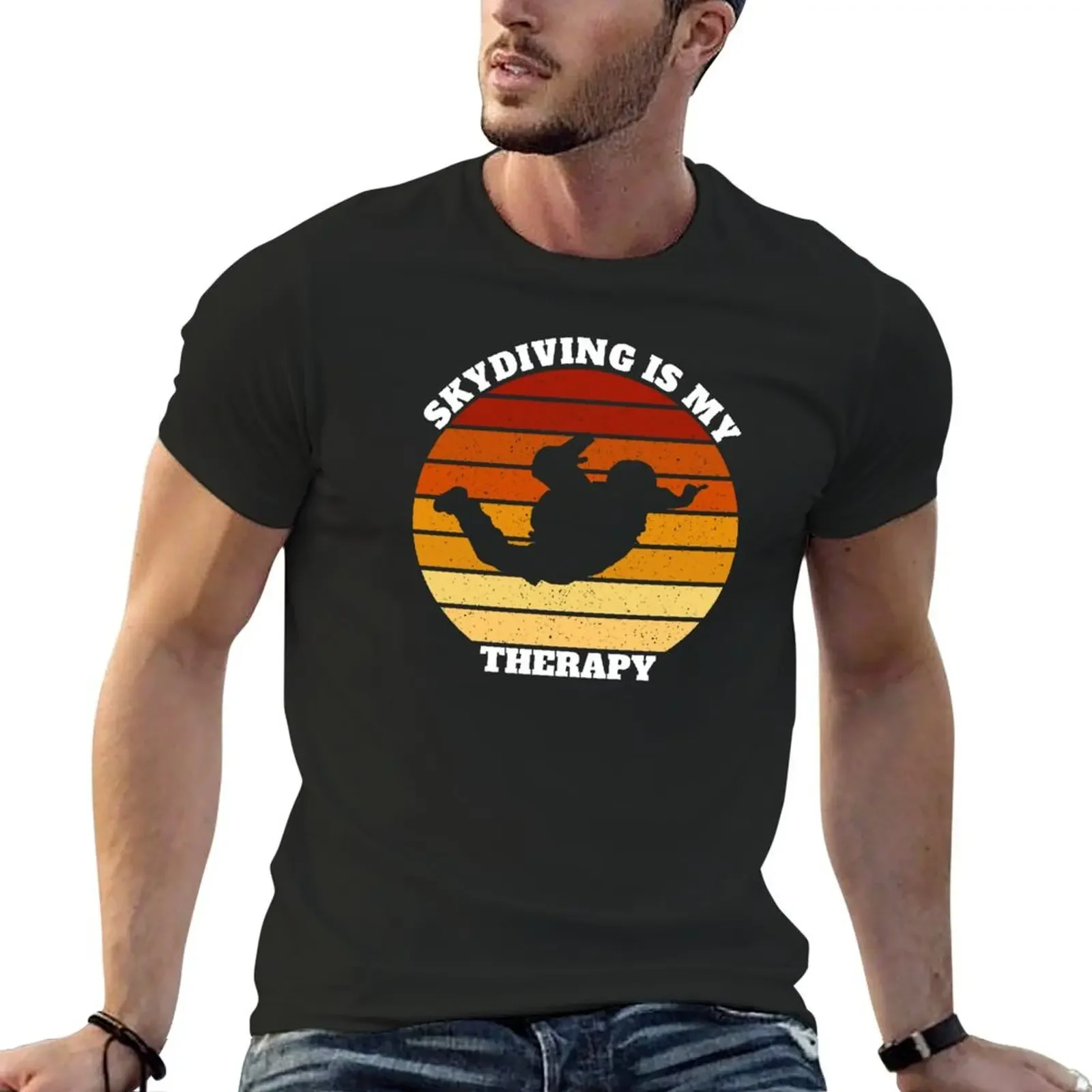 Skydive Skydiving Parachuting Parachute Is My Therapy T-Shirt custom t shirt customs summer top mens clothes