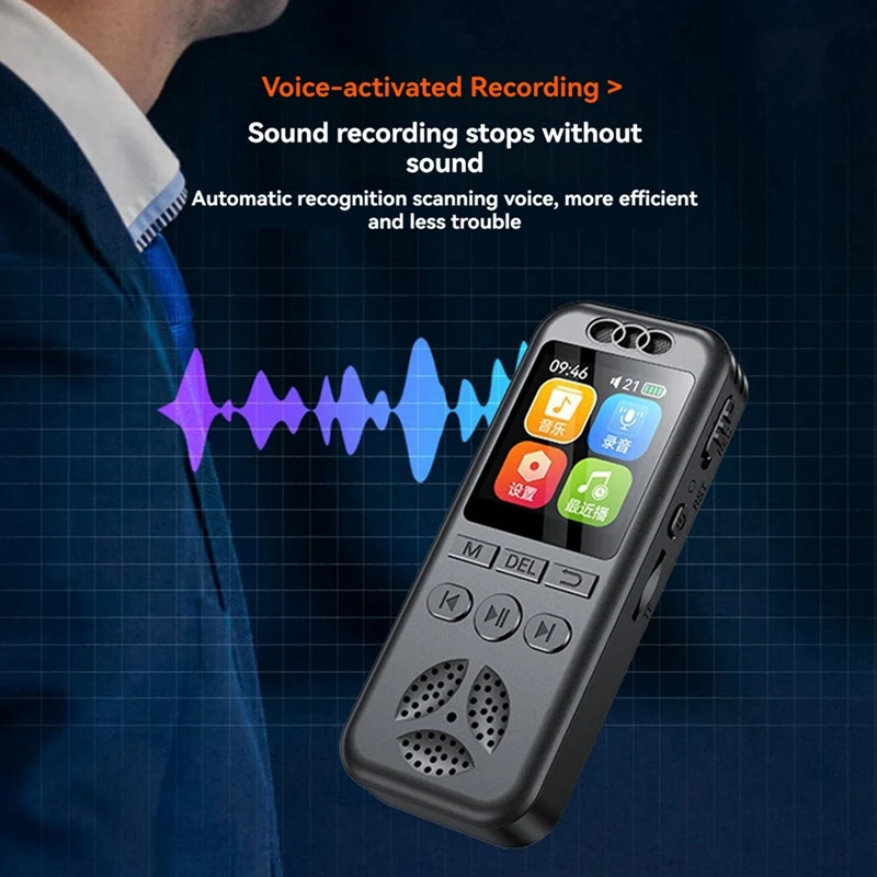 Digital Voice Recorder MP3 Player HD Noise Reduction WAV Audio Player One-Button Portable Business Recording Device