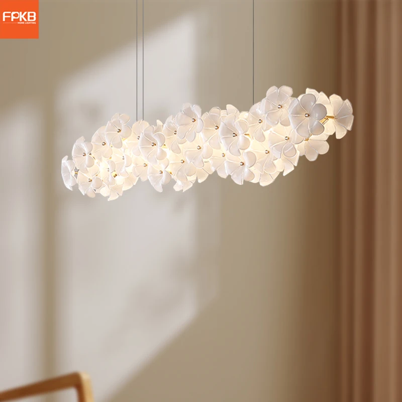 

Новая люстра для ресторана, французский свет, роскошный обеденный стол, барный светильник, теплый романтический простой длинный светильник для столовой