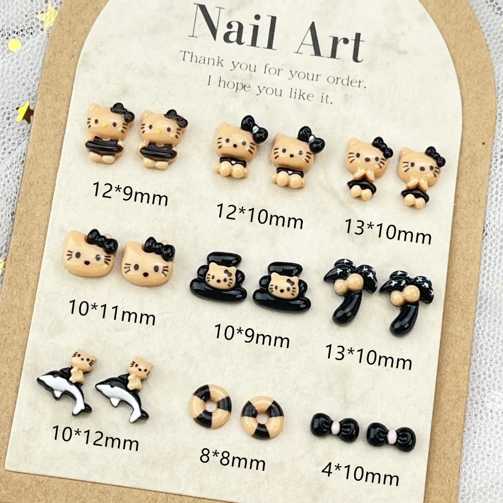 30pcs Nail Charms Patches HelloKitty Nail Art Resin Kawaii Cartoon Y2k Diy Manicure Phone Case Accessory Sticker Decorations Toy