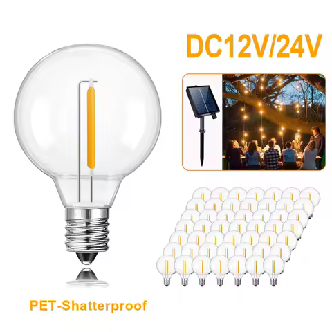 50PCS DC12V 24V 1W G40 LED Light Bulbs Low Voltage Shatterproof Plastic Replace Bulbs For Off-Grid Battery Power Solar Lighting