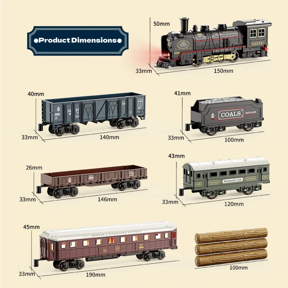 Treno elettrico giocattolo con luci e set di treni sonori per sotto l'albero di Natale, modello di treno locomotiva con regali di compleanno su pista