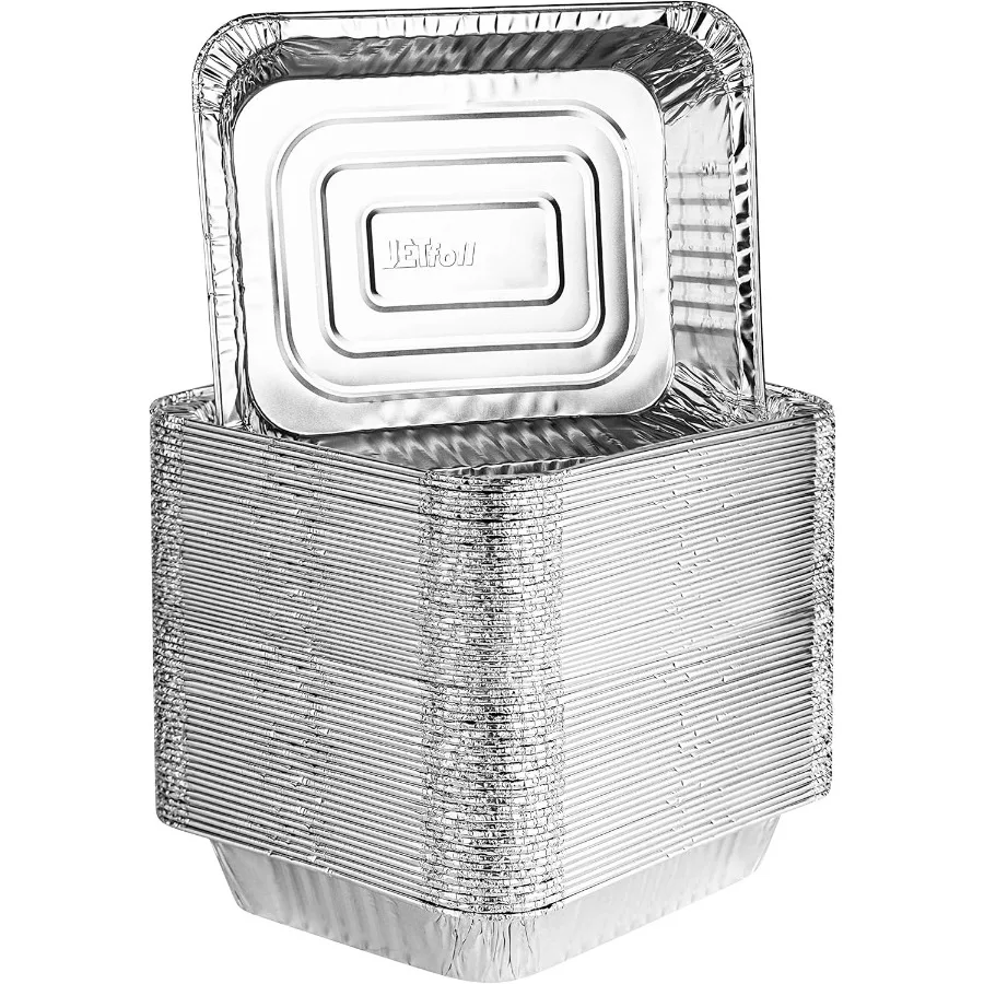 

Disposable 9 x 13 Aluminum Foil Pans Half Size Deep Steam Table Bakeware - Cookware Perfect for Baking Cakes, Bread, Meatloaf, L