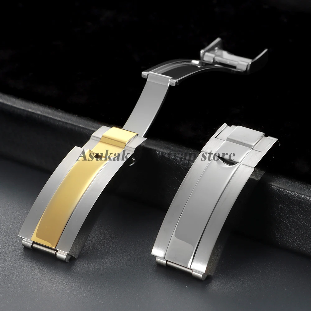 9x9mm Silver Gold Watch Buckle for Rolex DAYTONA SUBMARINER GMT WatchBand Clasp Stainless Steel Fine-tuning Pull Button Buckle