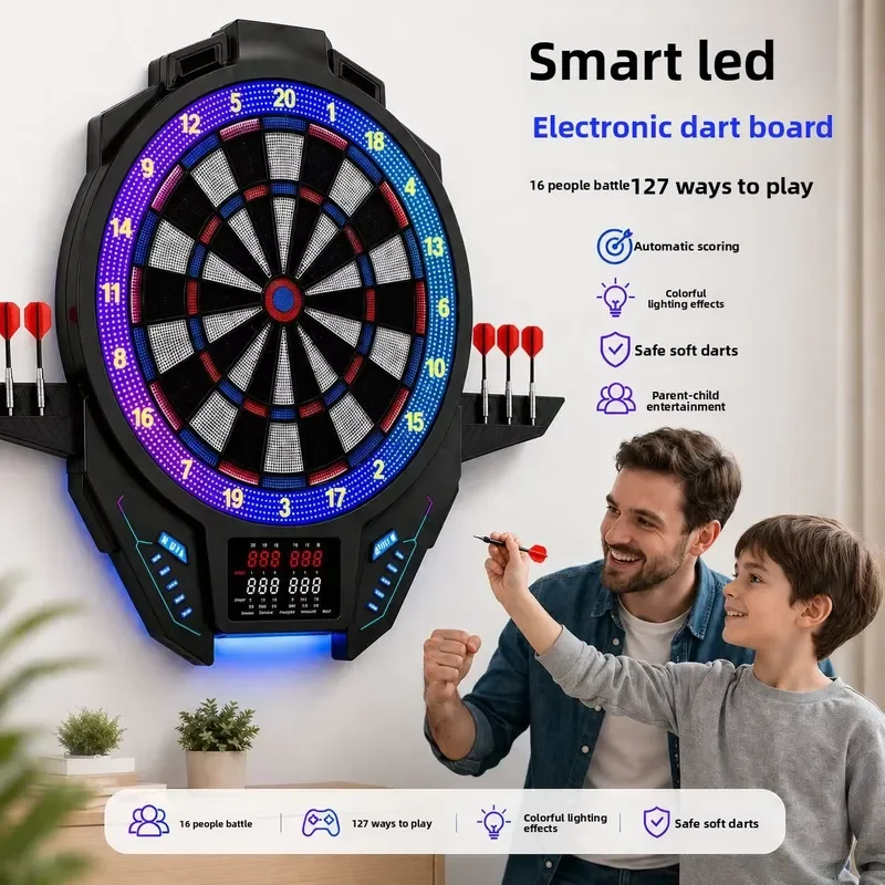 Cross-border Manufacturers Zhejiang Magnetic Safety Automatic Scoring LED Lights Dart Board Soft ABS Children Backlit Large