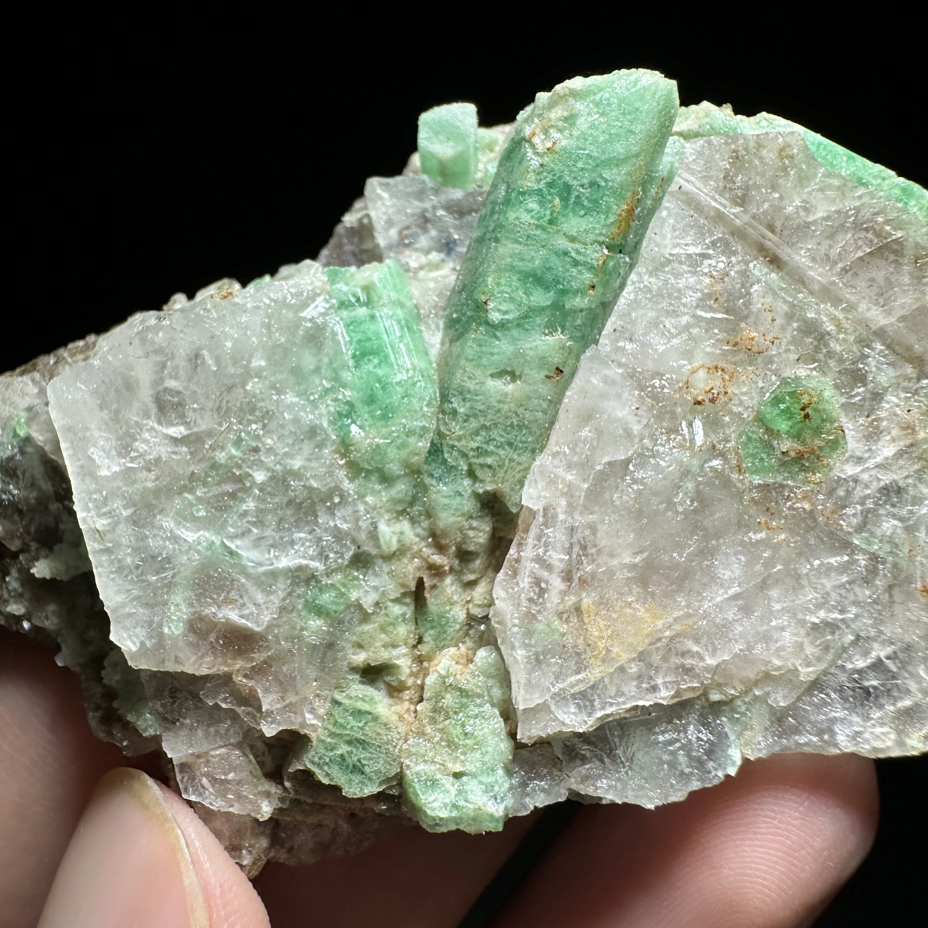 Natural Emerald Mineral Specimen + Healing Quartz Crystals and Stones Rock Gemstone
