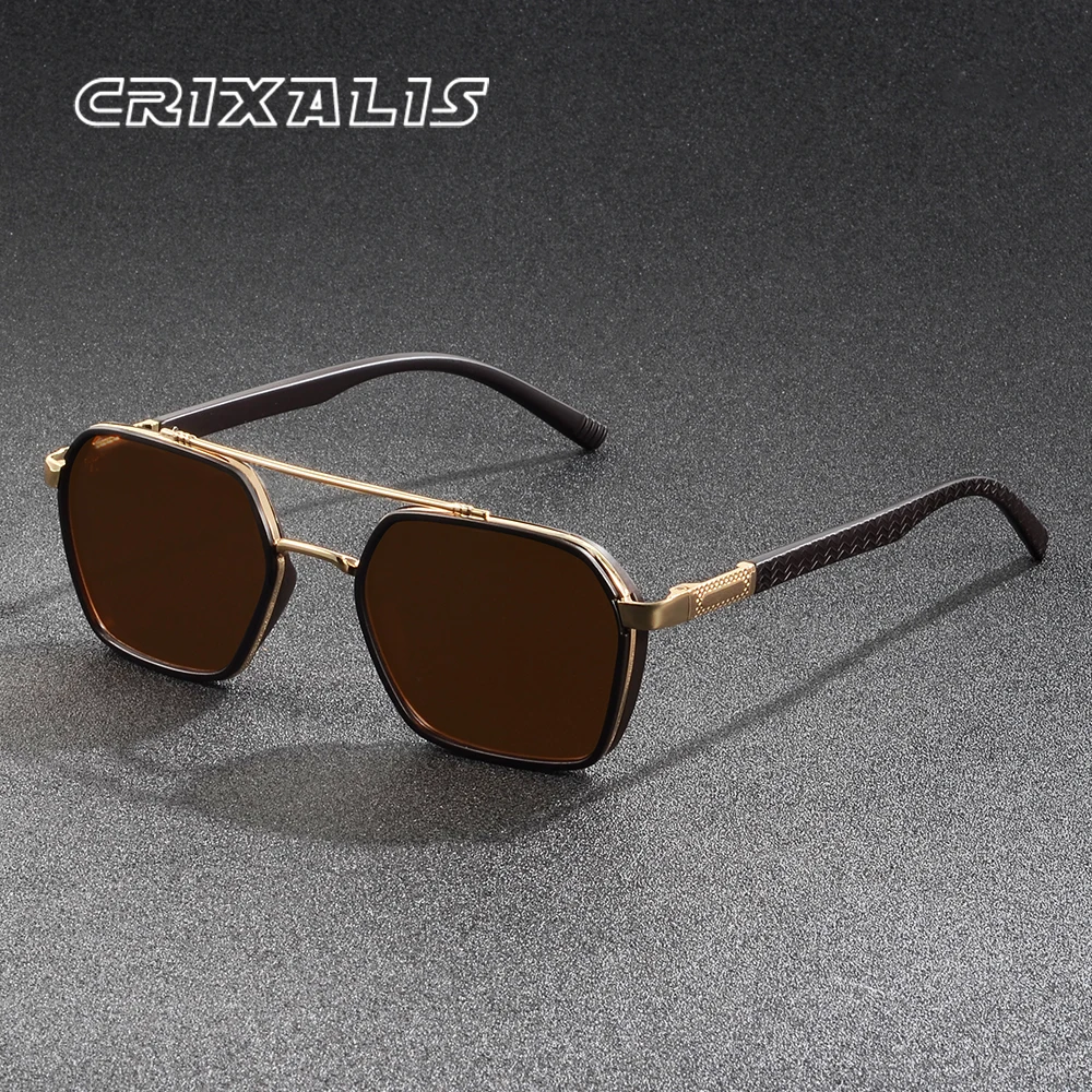 CRIXALIS Retro Herren Polarisierte Sonnenbrille Metallrahmen Angeln Pilot Reisen Antireflex Männliche Frauen Sonnenbrille Schatten UV400